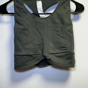 Fabletics Olive Green Crop Top with Built In Bra